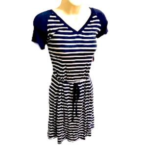 Romper Dress Nautical Blue White Stripes by EMME JORDON Womens Medium